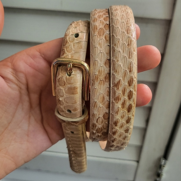 J. Crew Accessories - J Crew genuine leather snakeskin belt tan